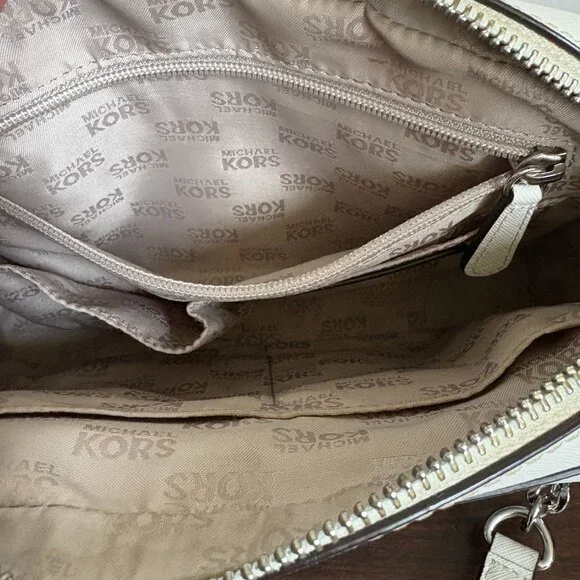 MICHAEL KORS MK GEORGIA MEDIUM MESSENGER CROSSBODY LEATHER BAG OFF WHITE - Picture 5 of 14